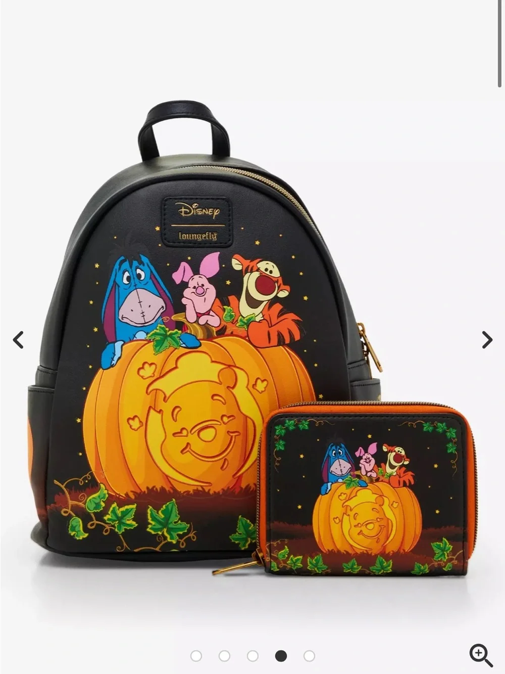 Loungefly Disney Winnie The Pooh Pumpkin Glow-In-The-Dark Mini Zipper Wallet